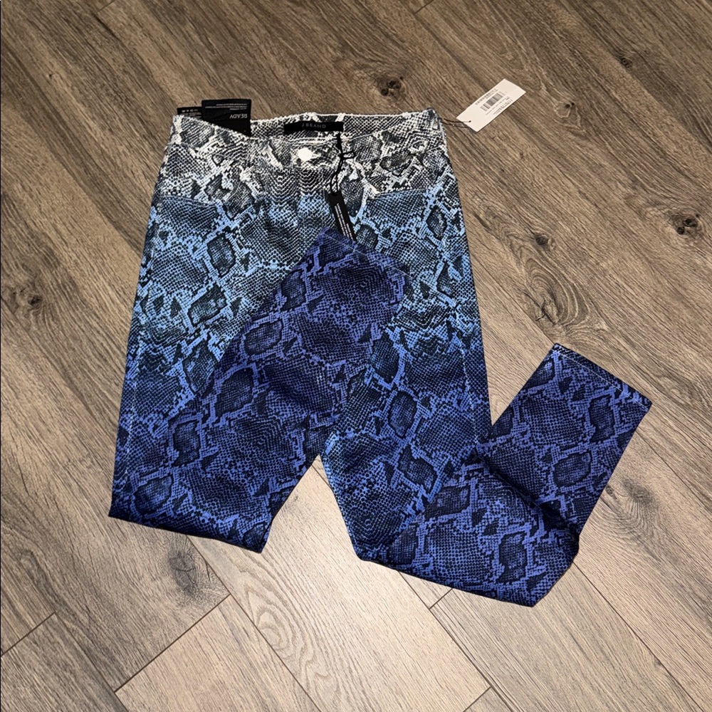 J Brand Photo Ready Alana High Rise Blue Ombre Snakeskin Crop Skinny 27 NWT - Picture 4 of 4